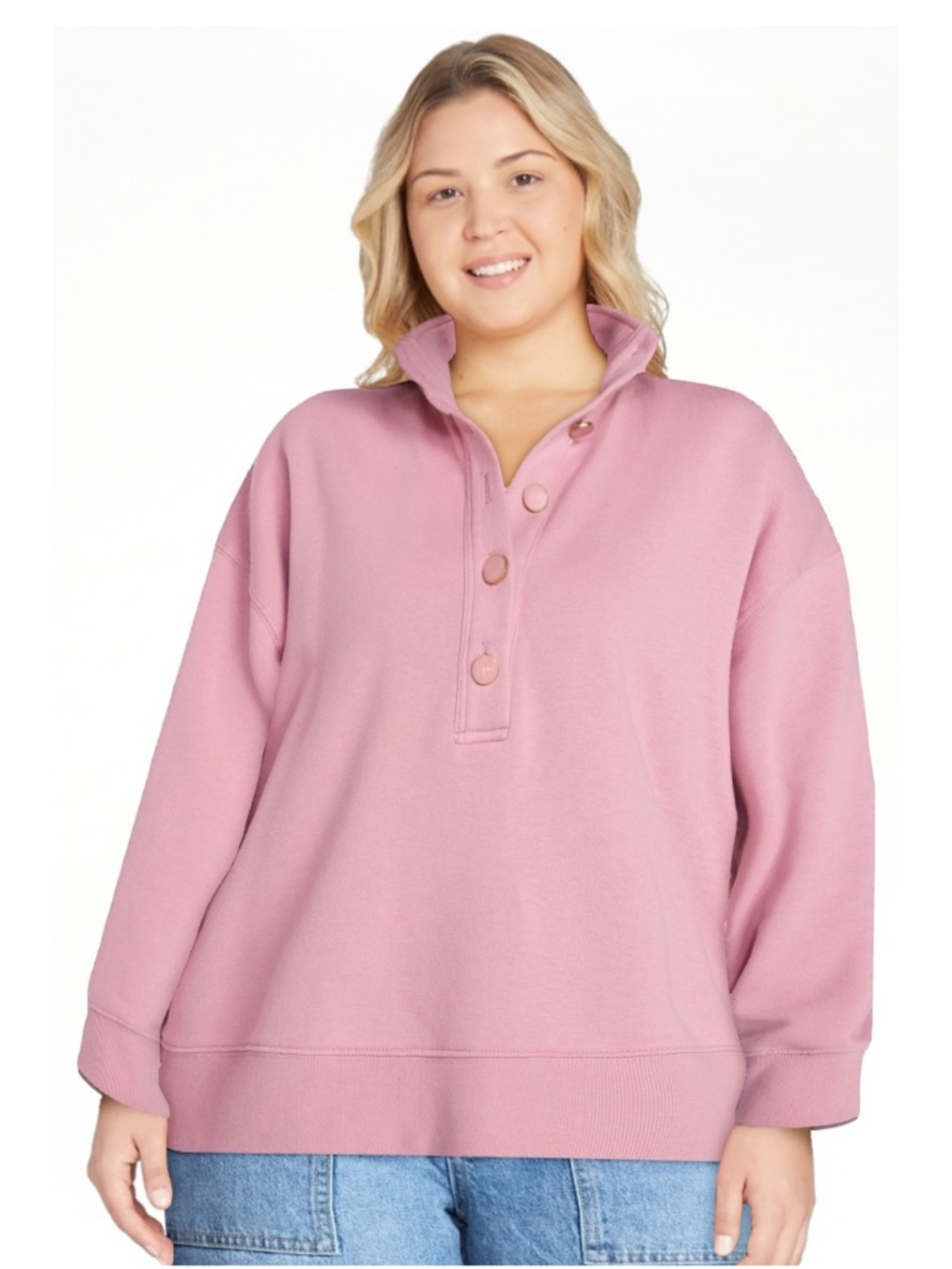 Time and Tru Women’s Rose Herb Quarter Button Fleece LS Top Size XXL NWT - Picture 2 of 8